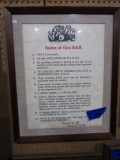 FRAMED UNDER GLASS RULES OF BAR POSTER 19 X 25