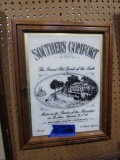 FRAMED UNDER GLASS SOUTHERN COMFORT AD 15 X 18