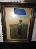 LITHOGRAPH WOMAN WORKING IN FIELD 11 X 14