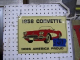 1958 CORVETTE SIGN 9 X 12