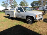 #5601 1997 CHEVY 3500 UTILITY DUALLY 169433 MILES 5 SP MANUAL TRANS 6.5 TUR