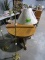 ANTIQUE BRASS FLOOR LAMP WITH TWIST POST AND TWO ROUND MARBLE INSERTS