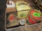 BOX LOT EARLY TINS INCLUDING FISHING TACKLE BOX