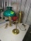 BRASS STUDENT LAMP WITH GREEN SHADE