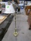 ANTIQUE BRASS FOOTED FLOOR LAMP WITH HAND PAINTED SHADE