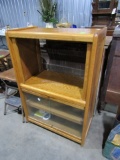 OAK MICROWAVE CART/CABINET ON WHEELS