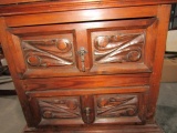 HEAVILY CARVED TWO DRAWER NIGHT STAND