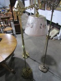 ANTIQUE BRASS FLOOR LAMP WITH ROUND MARBLE INSERT