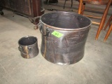 TWO PC HAMMERED METAL PAILS