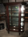 ANTIQUE OAK DOME FRONT CHINA HUTCH WITH TWIST PILLARS AND GLASS SHELVES APP