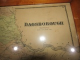 EARLY MAP OF DAGSBOROGH FRAMED UNDER GLASS 18 X 16