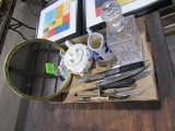 BOX LOT DECANTERS PITCHERS AND KNIVES