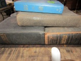 THREE ANTIQUE FAMILY BIBLES AND ONE OPEN BIBLE