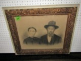 VERY EARLY FRAMED PRINT IN ANTIQUE FRAME 27 X 22