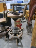 PRIMITIVE MADE BAR STOOL WITH WOODEN WAGON HUB BASES