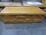 HEAVILY CARVED BLANKET CHEST 5 FEET LONG X 2 FEET  AND 18 INCH TALL