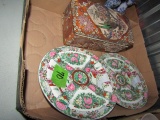 ANDREA BOXES AND 2 ROSE MEDALLION TYPE DISHES