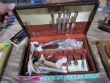 PARTIAL SET SILVER PLATED UTENSILS AND GAVEL