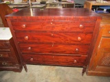 ANTIQUE MAHOGANY FOUR DRAWER DRESSER WITH ORIGINAL BRASS KEY HOLES AND LOCK