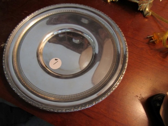 STERLING 10 INCH PLATE WITH DECORATIVE EDGE WEIGHS 10.33 TROY OZ