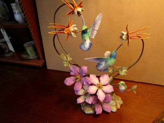 METAL ART HUMMING BIRDS AND FLOWERS BY HOUSE OF FABERGE TITLED THE ENRICHED