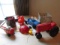 LOT OF MISC SMALL TOYS INCLUDING TRACTOR EMERGENCY TIN HELECOPTER AND MORE