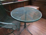 TWO PC WROUGHT IRON PATIO SET INCLUDING CHAIR AND TABLE