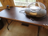 TWO FOLDING TABLES AND PORTABLE RADIO