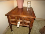 PAIR OF MATCHING END TABLES AND MATCHING LAMPS