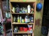 FIVE TIER SHELF FULL OF LUBRICANTS FASTENERS AND MORE