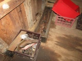 CONTENTS ON FLOOR INCLUDING TOOLS BOX AND TOOLS AND #22 JACK AND RAILROAD P