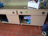 CABINET WITH TWO DRAWERS AND TWO DOORS INCLUDING CONTENTS OF OFFICE SUPPLIE