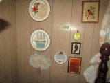 DECORATIVES ON WALL INCLUDING COLLECTOR PLATES AND MORE