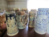 COLLECTION OF BEER STEINS SEVEN TOTAL