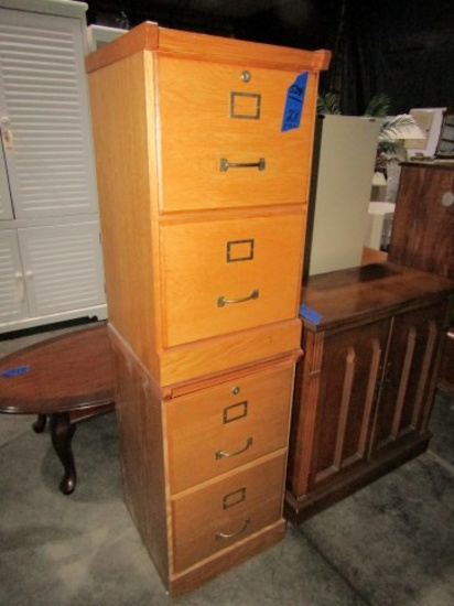 TWO WOODEN TWO DRAWER FILING CABINETS