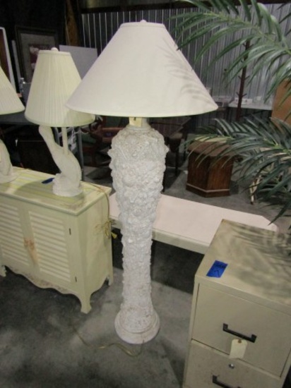 FLOOR LAMP WITH MOLDED SEASHELL DESIGN APPROX 5' TALL