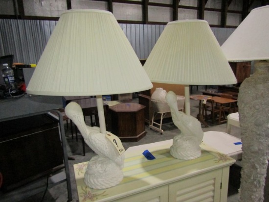 PAIR OF TABLE LAMPS WITH PELICAN BASE