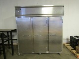 CONTINENTAL 3 DOOR FREEZER ON CASTERS MOD 3F SN 143A6393 PWR SUPPLY 4 WIRES