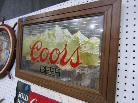 COORS ADVERTISING MIRROR FRAMED 28 X 17