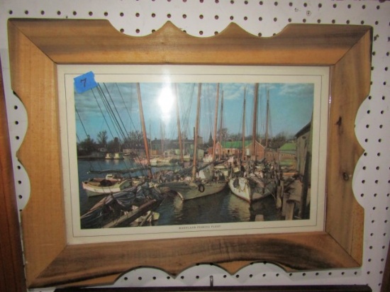 FRAMED UNDERGLASS PHOTO MARYLAND FISHING FLEET 22 X 16