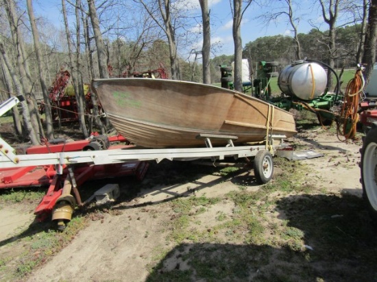 #110 14' MAHOGANY WOLVERINE PROJECT BOAT ALUM TRAILER NO TITLES