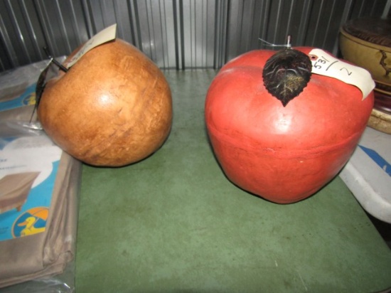 FAUX GIANT PEAR AND APPLE CERAMIC APPROX 10 INCH TALL X 10 INCH ACROSS