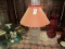 CONVERTED OIL LAMP WITH PINK SHADE