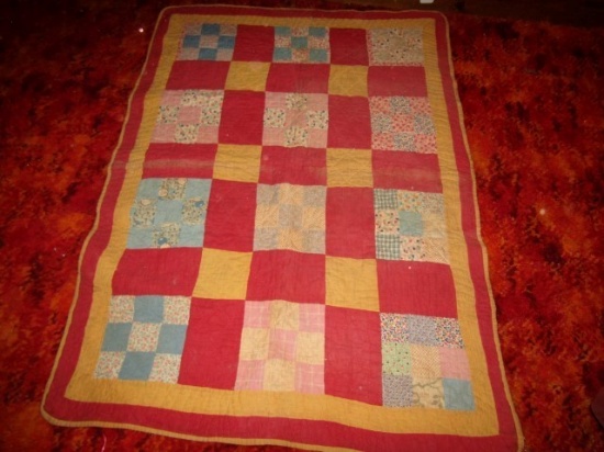 HAND MADE SUMMER BABY QUILT 51 X 37