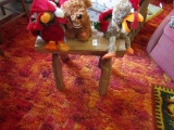 PRIMITIVE MADE STOOL WITH STUFFED ANIMALS