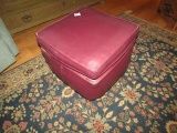 RED LEATHER OTTOMAN