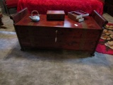 CEDAR BLANKET CHEST WITH MINIATURE CHEST AND TEAPOT