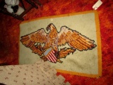 HAND KNOTTED RUG EAGLE AND AMERICAN SHIELD 50 X 30