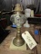 BRASS AND GLASS OIL LAMP WITH MARBLE BASE