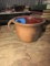 EARLY RED CLAY LARGE MUG WITH GLAZED INTERIOR APPROX 4 INCH TALL X 6 INCH A